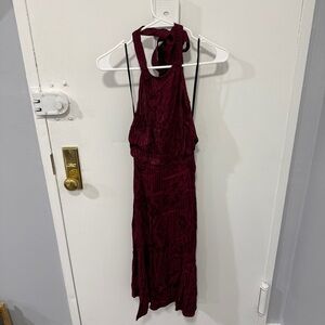 NWT Forever 21 Red Floral Knee Length Halter Neck Dress